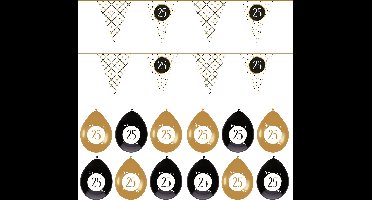 Haza - Verjaardag 25 jaar feestartikelen pakket vlaggetjes/ballonnen