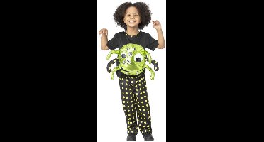 Smiffys - Neon Spider Kinder Kostuum - Kids tm 2 jaar - Zwart/Groen