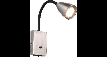 LED Wandspot - Wandverlichting - Torna Wolly - GU10 Fitting - 1-lichts - Rechthoek - Mat Nikkel - Aluminium