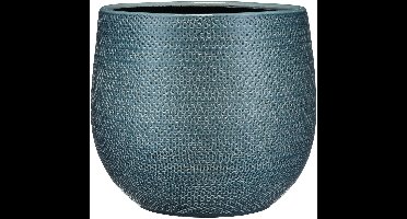 Mica Decorations Bloempot - blauw - ribbel - keramiek - 29x25 cm - plantenpotten