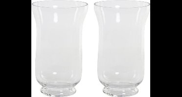 2x stuks trompet vazen glas transparant 14,5 x 24 cm - Transparante vazen van glas