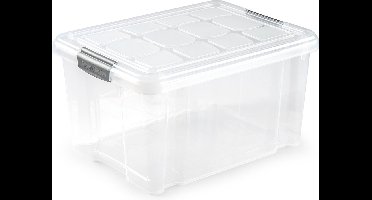 Plasticforte Opslagbakken met deksel - 25 liter - 42 x 36 x 25 cm - Organizers - transparant - kunststof