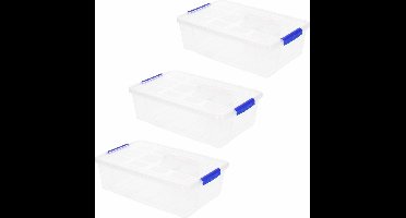 Plasticforte Opbergbox met deksel - 12x - 2 liter - transparant - kunststof - opbergkist