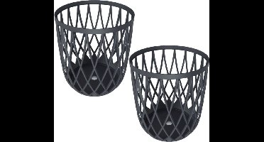 2x Stuks kunststof opbergmanden antraciet 39 cm - opbergen/opruimen van spullen