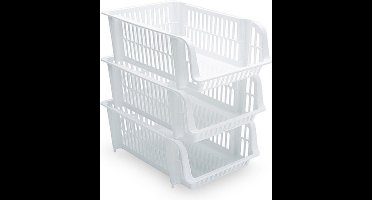 PlasticForte Stapelbare opbergmand - 9x - wit - 20L - kunststof - 43 x 32 x 16 cm