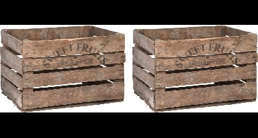 Esschert Fruitkist - Set van 2x stuks - 42 x 51 x 30 cm - hout - opberg - krat - opbergkrat - Aardappel/appel kratjes/kistjes - Fruit opslagkist