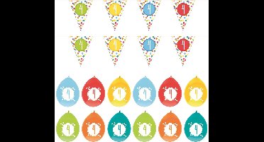 Haza - Verjaardag 4 jaar feestartikelen pakket vlaggetjes/ballonnen