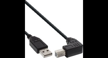 USB-A naar USB-B haaks (beneden) kabel - USB2.0 - tot 1A / zwart - 2 meter