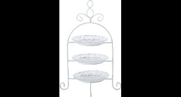 Boltze Etagere - 3 - laags - wit - 30 x 23 cm - metaal en glas - serveerplateau