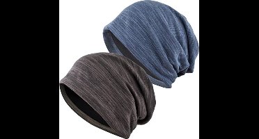 Beanie Set Classic Unisex - Blauw en Bruin - Motor rijden - Sporten