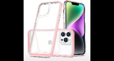 Hoesje Geschikt voor iPhone 14 Plus Hoesje met bumper - Shockproof case – Rosegoud / Transparant