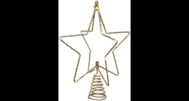 Kerstboom ster piek/topper met LED verlichting warm wit 25 cm met 20 lampjes - LED verlichte pieken - kerstversiering