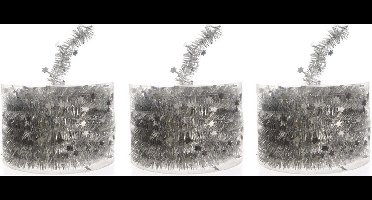 Decoris Kerstslinger - 3x - guirlande - met sterren - zilver - glanzende lametta - 700 cm