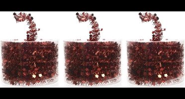 Decoris Kerstslinger - 3x - rood - folieslinger - 700 cm - Kerstversiering en decoratie