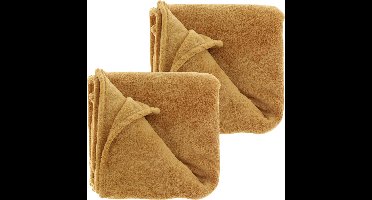 Plaids/dekens - fleece - 2 stuks - mosterd geel - polyester - 130 x 180 cm