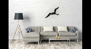 wanddeco/steenkorfdeco Meeuw/ Seagull zwart 141501 48,7x55,7cm.