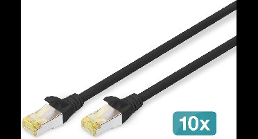 CAT6a sFTP kabel 0.25 meter Zwart - 10 stuks