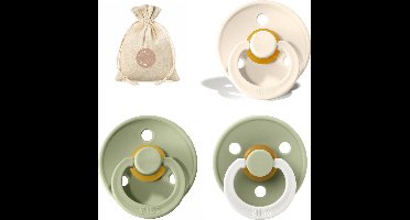 BIBS spenen T1 met speenzakje | Ivory, Sage, Sage Glow in the dark | 0 tot 6 maanden