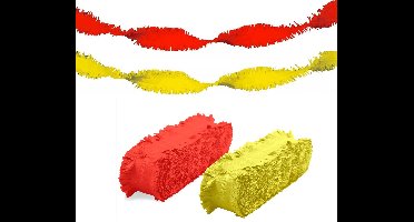 Folat versiering feest slingers - combi set - rood en geel - 24 meter - crepe papier - feestartikelen