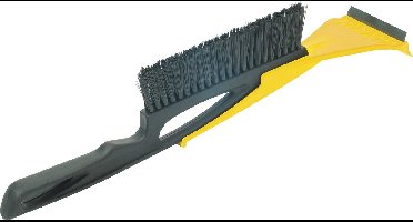 Prosperplast IJskrabber 2 in 1 - met rubberen trekker en borstel - raamkrabber - geel - kunststof - 9 x 40 cm - Ruitenkrabber