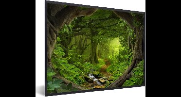 PosterMonkey - Fotolijst - Jungle - Rivier - Boom - Groen - Stenen - Poster - Kader - Foto in lijst - 40x30 cm - Poster jungle - Posterlijst - Frame poster - Woondecoratie - Kerstversiering - Kerstdecoratie voor binnen - Kerstmis
