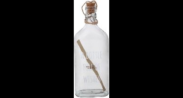 Fles "Message" helder 3ass glas 9x5x25cm