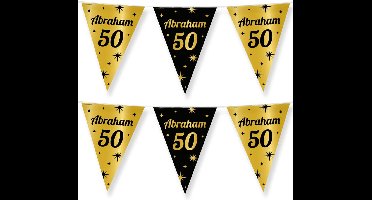 Paperdreams vlaggenlijn - 3x - luxe abraham/50 jaar feest- 10m - goud/zwartluxe abraham/50 jaar feest- 10m - goud/zwart