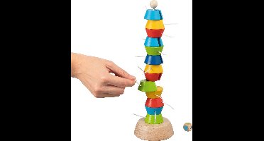 STAPELTOREN Tugie H30cm, 15 blokjes, hout en metaal, 4+