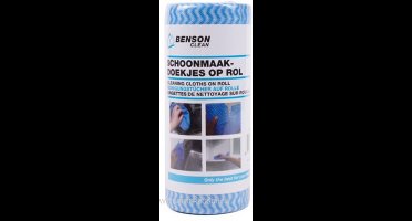 Benson Reinigingsdoekjes - 50x stuks - schoonmaakdoekjes op rol - blauw