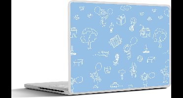 Laptop sticker - 10.1 inch - Patronen - Geboorte - Blauw - 25x18cm - Laptopstickers - Laptop skin - Cover