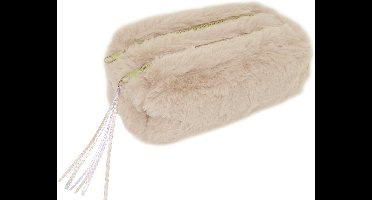 Kangaro etui - Galaxy Girl - roze bont - twee vakken - K-PM420038