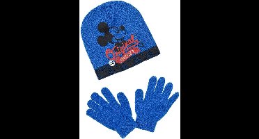 Mickey Muts met bijpassende handschoenen -  kinderen - blauw