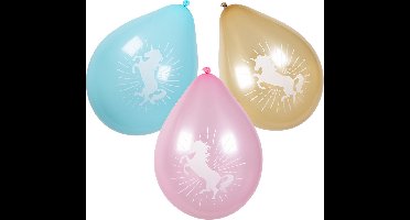 Boland - Set 6 latex ballonnen Eenhoorn - Multi - Knoopballon