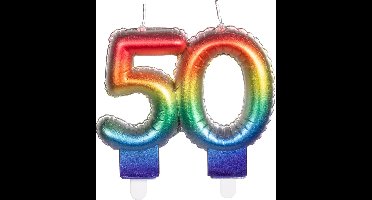 Boland - Kaarsje '50' regenboog 50 Multi - Regenboog - Regenboog