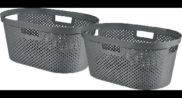 Curver Infinity Recycled Dots Wasmand - 40L - 2 stuks - Donkergrijs