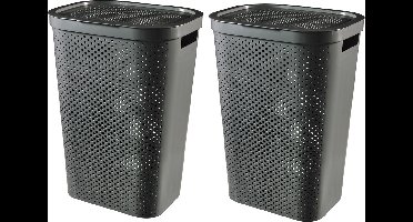 Curver Infinity Recycled Wasmand met deksel - 60L - 2 stuks - Antraciet