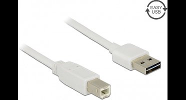 Easy-USB-A naar USB-B kabel - USB2.0 - tot 2A / wit - 3 meter