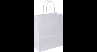 100 stuks Papieren Draagtas Wit - gedraaid koord - Product Maat: 18x8x22cm