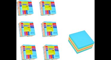 Stick'n Kleine Kubus - 6 pack - 50x50mm, neon/pastel mix blauw, 250 sticky notes