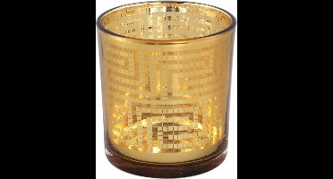 PTMD Havy Windlicht - 7 x 7 x 8 cm - Glas - Goud