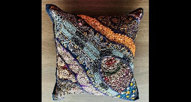 Kussens woonkamer - kussenhoes 40 x 40 cm - kussensloop - sierkussens - cushion cover - katoensilk - Kussenhoesjes - 2 stuks - etnisch Indiaas - borduurwerk - embroidery