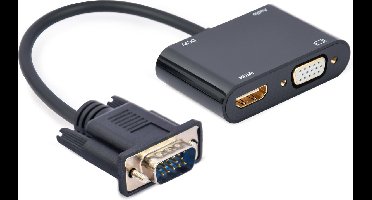 VGA naar HDMI + VGA adapterkabel, 0,15 m, zwart