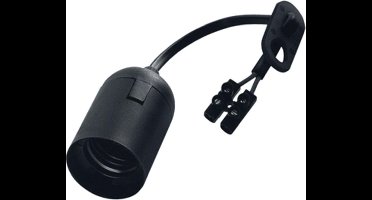 Verhuisfitting E27 Kunststof lamphouder Zwart met 15cm kabel en kroonsteen 2-polig