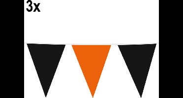 3x Giga Vlaggenlijn Zwart/Oranje 30x45cm 10m - Vlaggen XL Groot thema feest festival