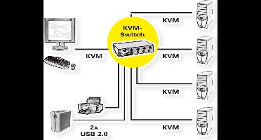 ROLINE DisplayPort USB 2.0 KVM Switch, 1 User - 4 PC