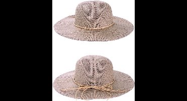 Dameshoed stro luxe met bandje touw