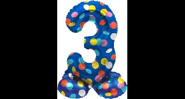 Folat - Staande folieballon Cijfer 3 Colorful Dots - 41 cm