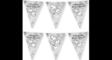 Paperdreams bruiloft/huwelijk thema vlaggetjes - 2x - versieringen - 10m - folie