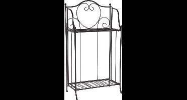 Pro Garden Plantenrek/plantentafel - zwart - metaal - opvouwbaar - 34 x 18 x 65 cm - ophoger voor potten