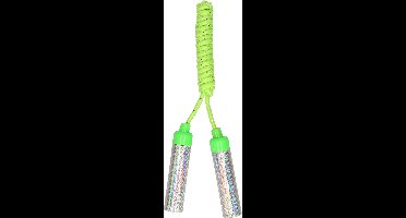Kids Fun Springtouw speelgoed met glitters - groen - 210 cm - buitenspeelgoed